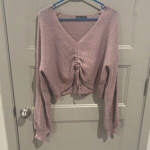 SHEIN Mauve Knit V-Neck Crop Top